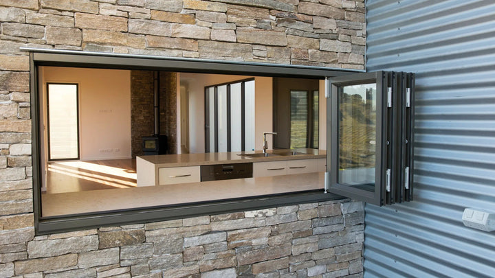 Design Home Windows Doors Aluminum Bifold Window 96"Wx48"H - OUT SWING FROM EXTERIOR VIEW image 8