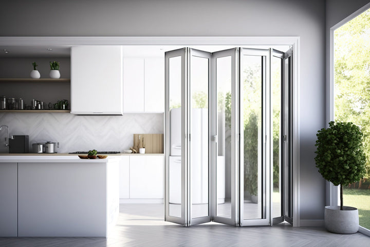 Aluminum Bifold Door 144"Wx96"H - OUT SWING FROM EXTERIOR VIEW image 2