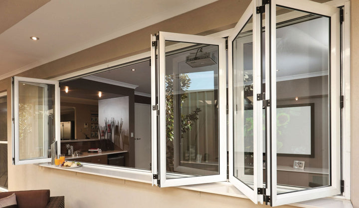 Design Home Windows Doors Aluminum Bifold Window 96"Wx36"H - OUT SWING FROM EXTERIOR VIEW image 2