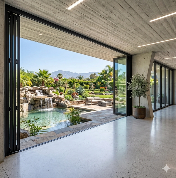 aluminum-bifold-door-240-wx96-h-out-swing-from-exterior-view-black