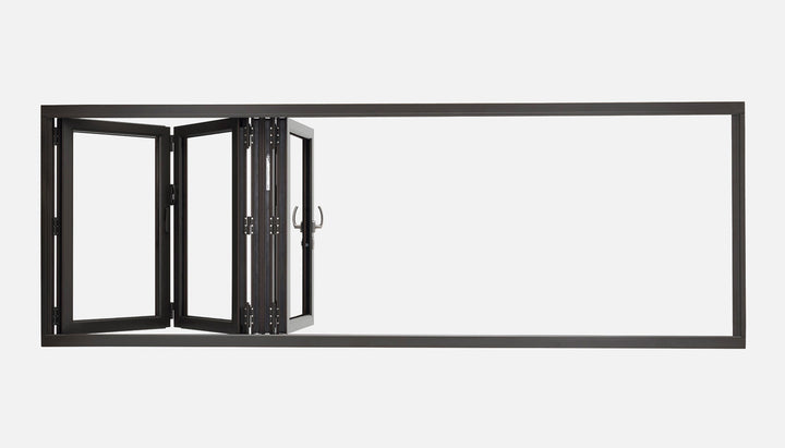 Design Home Windows Doors Aluminum Bifold Window 96"Wx36"H - OUT SWING FROM EXTERIOR VIEW image