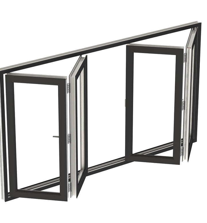 Design Home Windows Doors Aluminum Bifold Window 96"Wx36"H - OUT SWING FROM EXTERIOR VIEW image