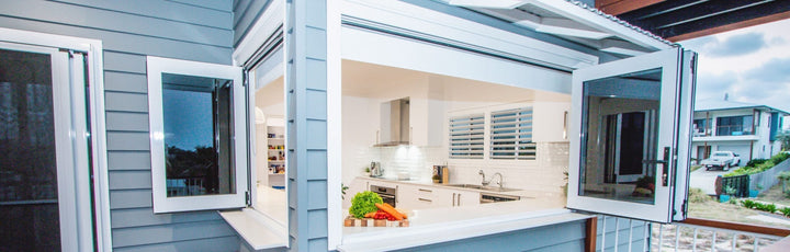 Design Home Windows Doors Aluminum Bifold Window 60"Wx48"H - OUT SWING FROM EXTERIOR VIEW image 0